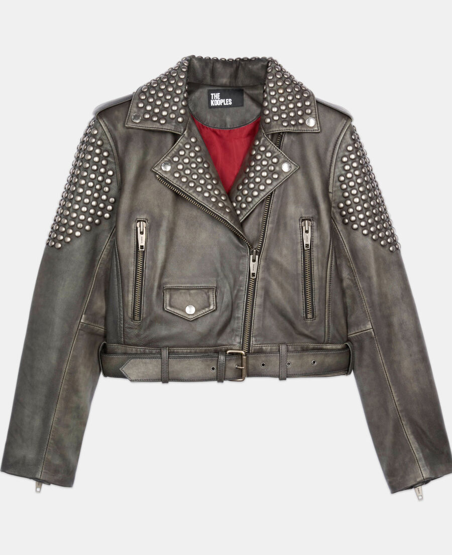 The Kooples F BLACK studded black leather jacket