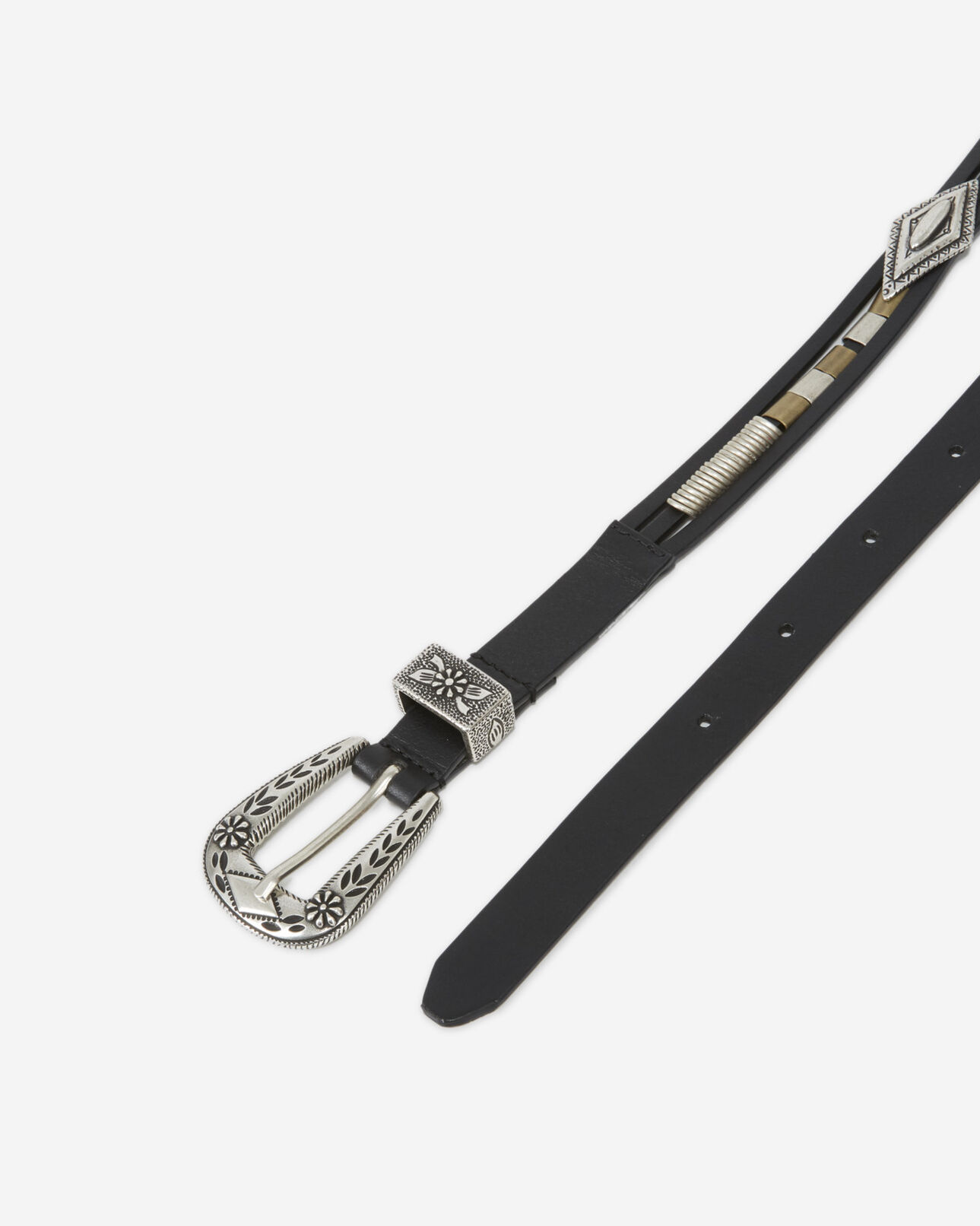 The Kooples DAMEN BLACK schwarzer ledergürtel mit western-schließe