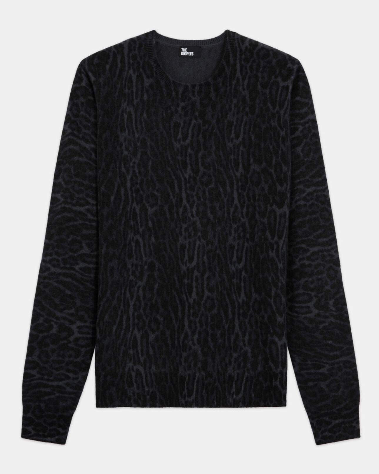 The Kooples WOMEN BLACK GREY leopard print cashmere sweater