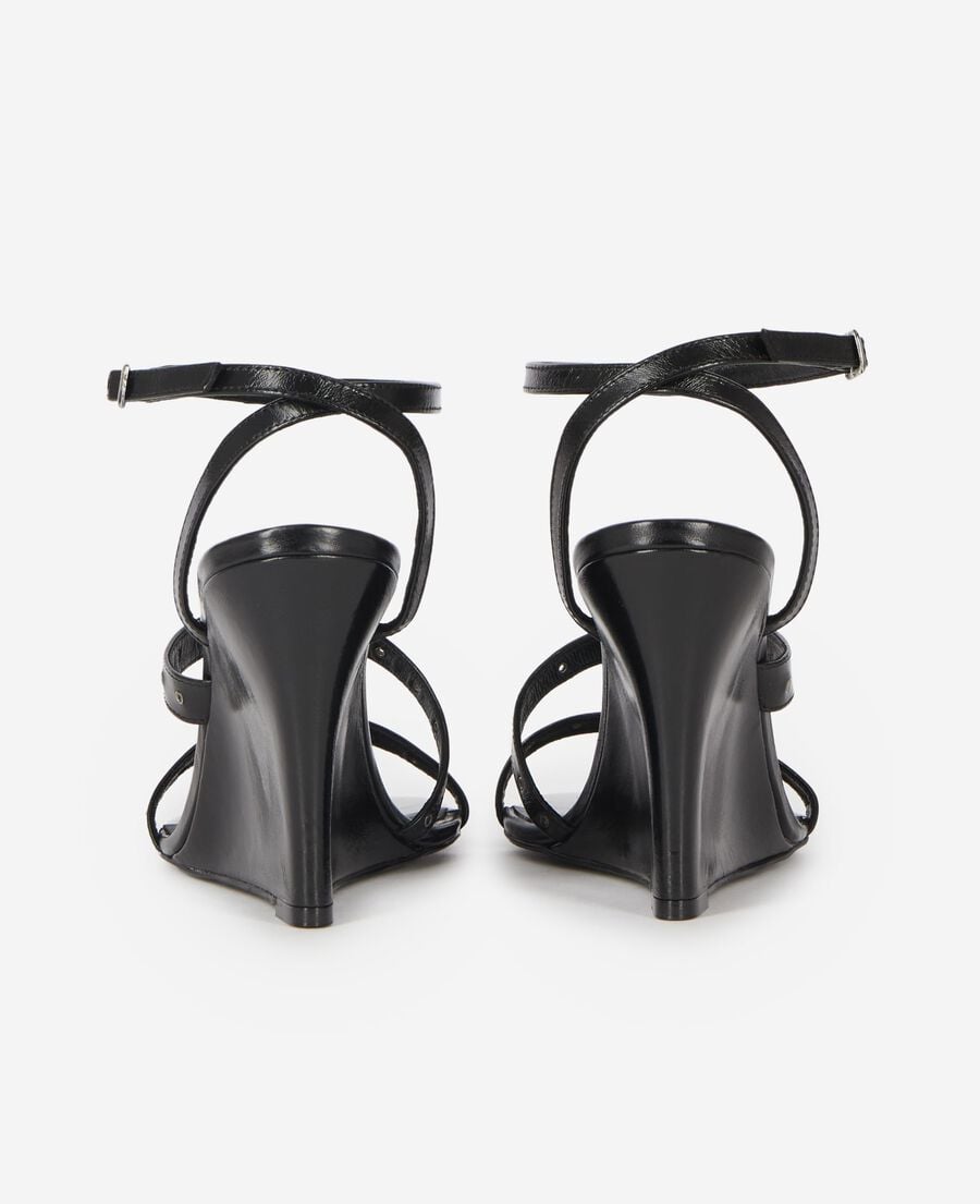 The Kooples WOMEN BLACK wedge-heeled sandals with black studs