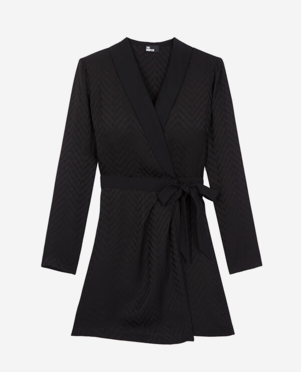 short printed wrap dress