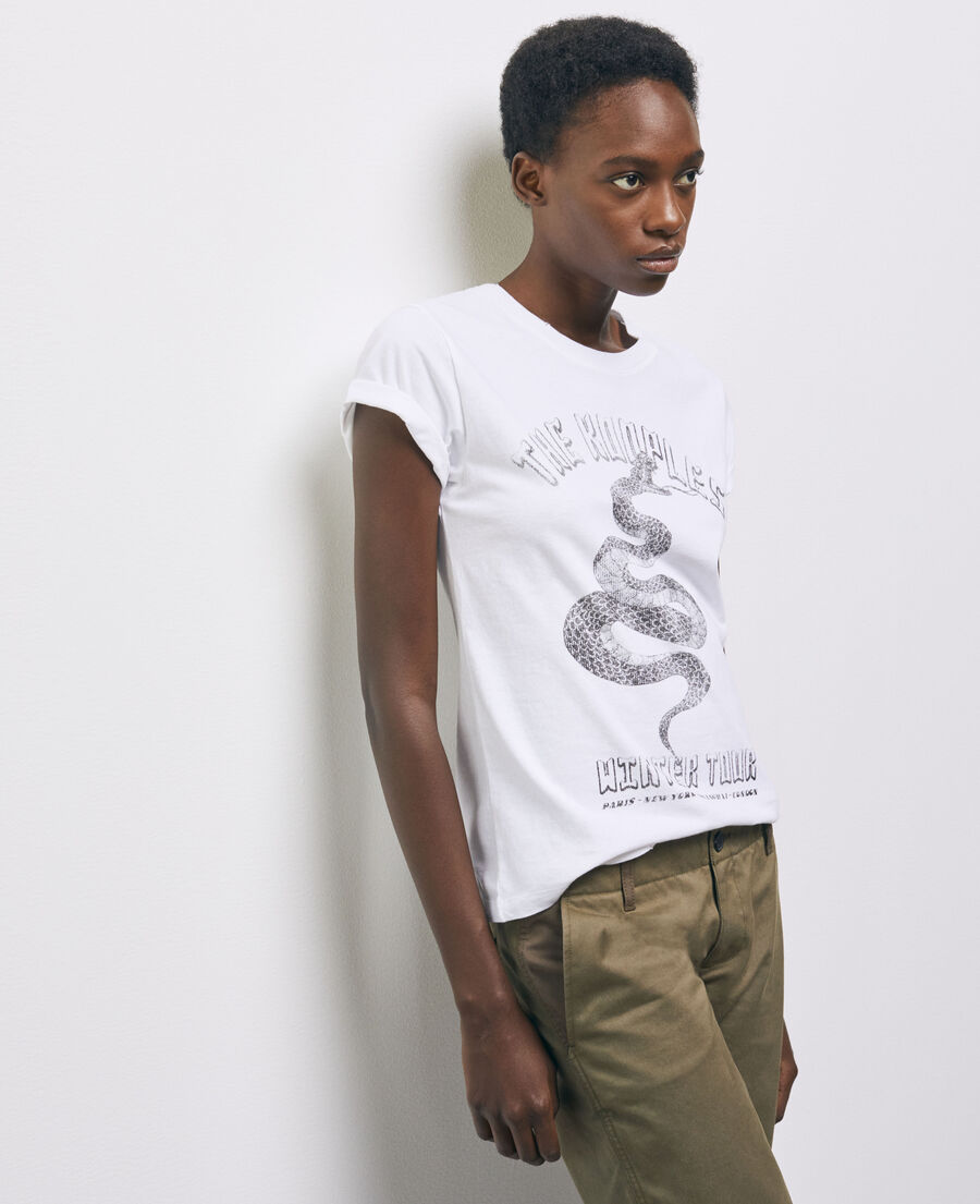 white t-shirt with screen print