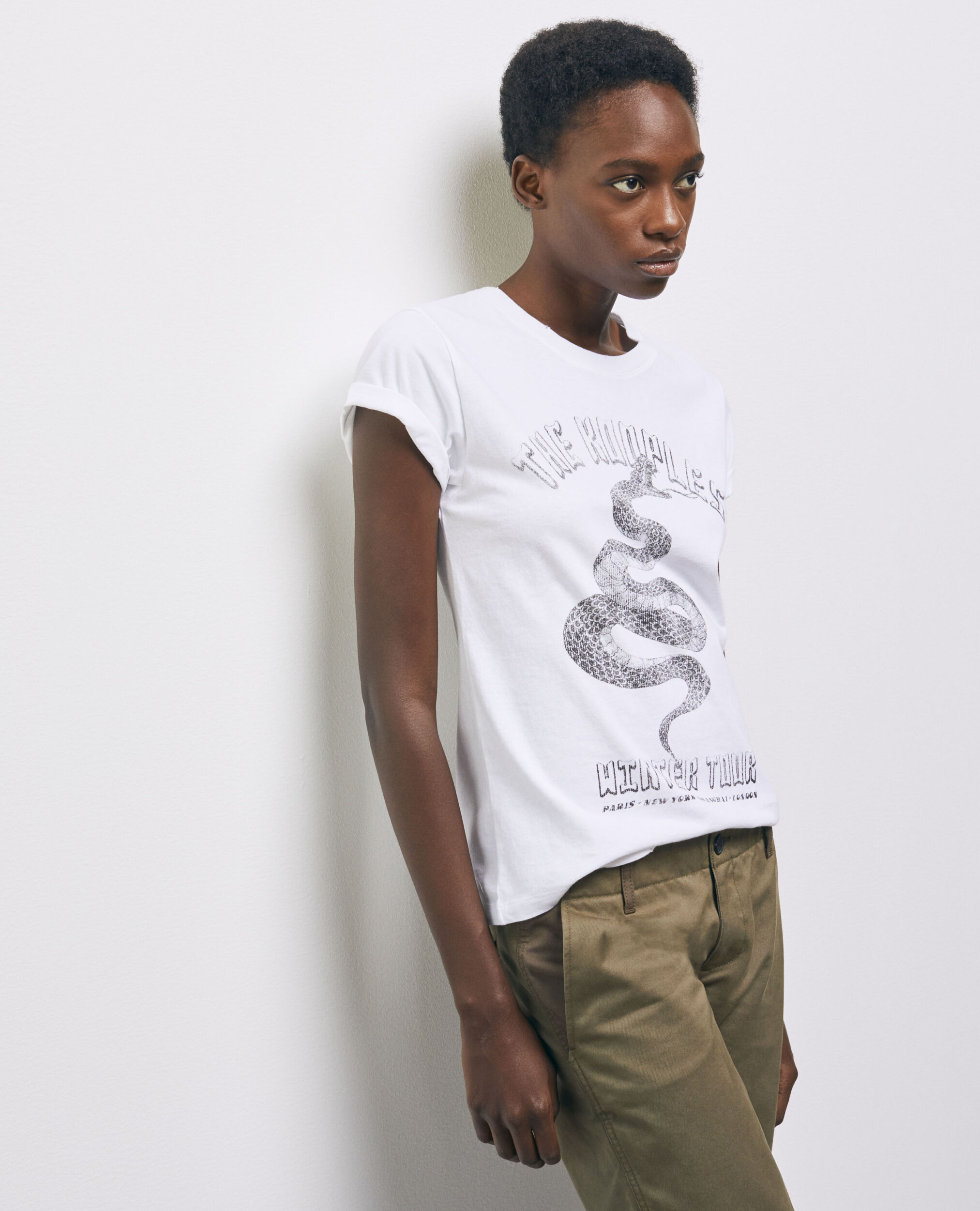 White T-Shirt with screen print, WHITE, hi-res image number null