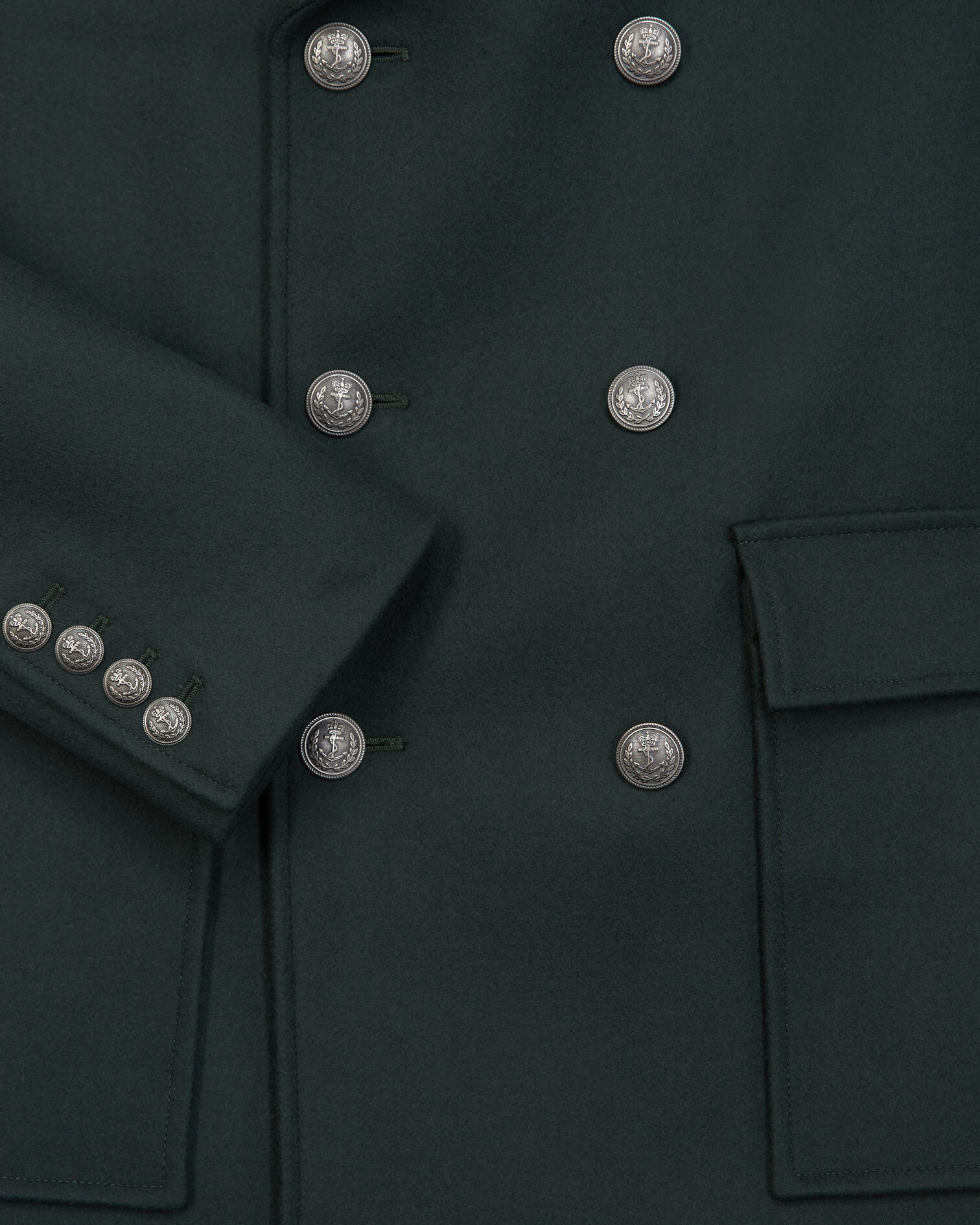 Manteau vert bouteille laine croisé, DARK GREEN, hi-res image number null