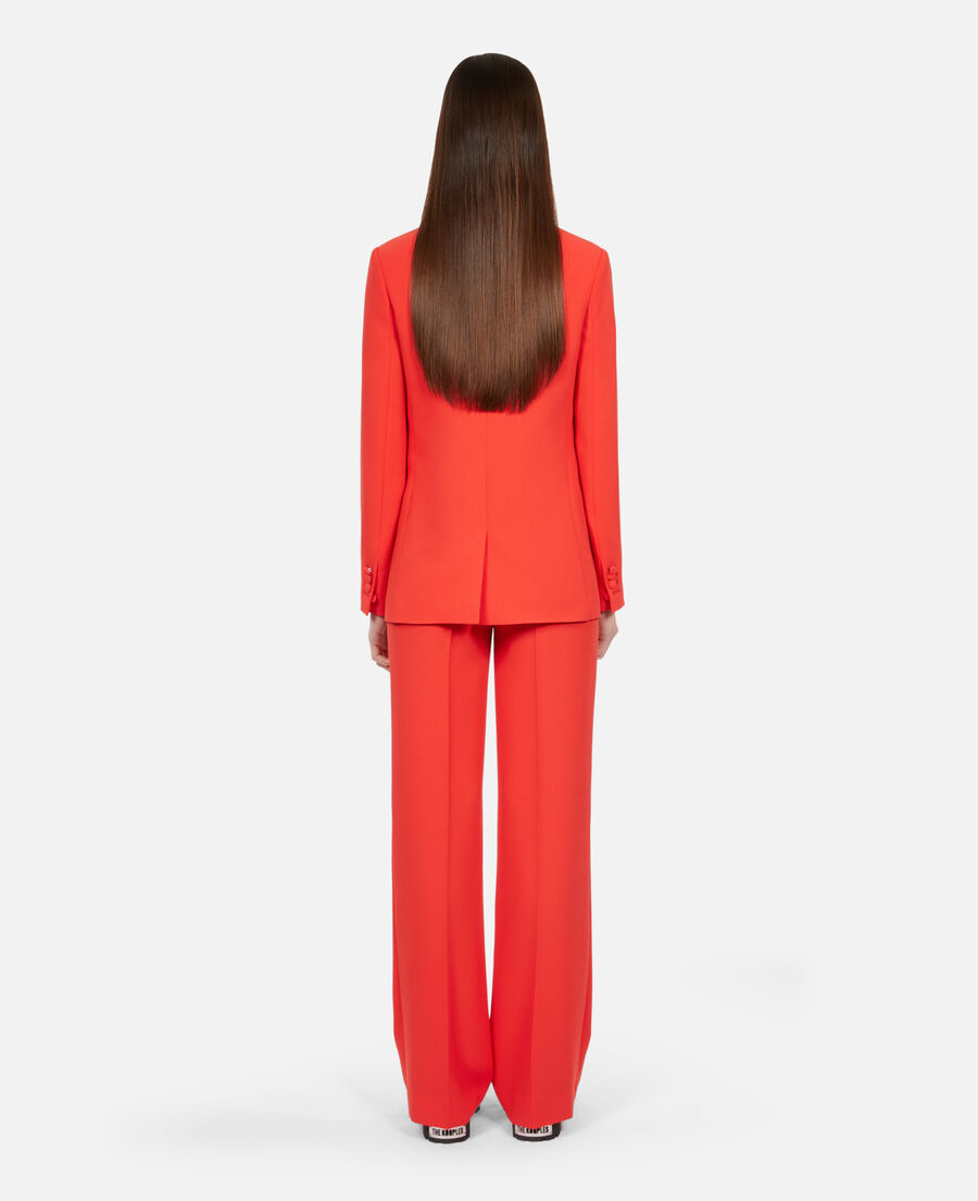 red crepe suit jacket