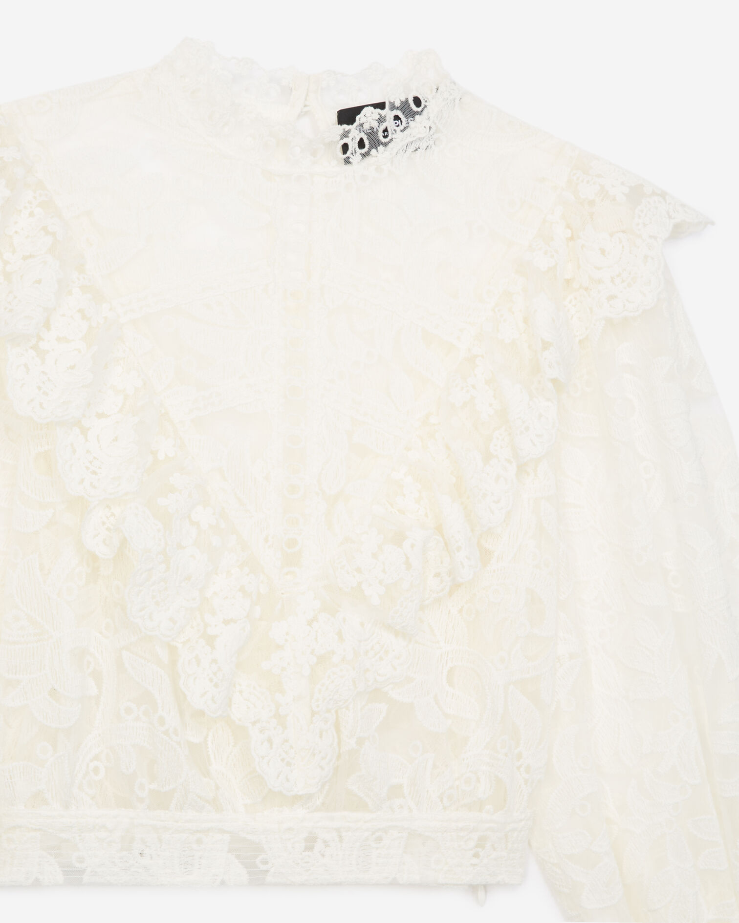 Ecrufarbenes Spitzentop mit Plastron-Detail, ECRU, hi-res image number null