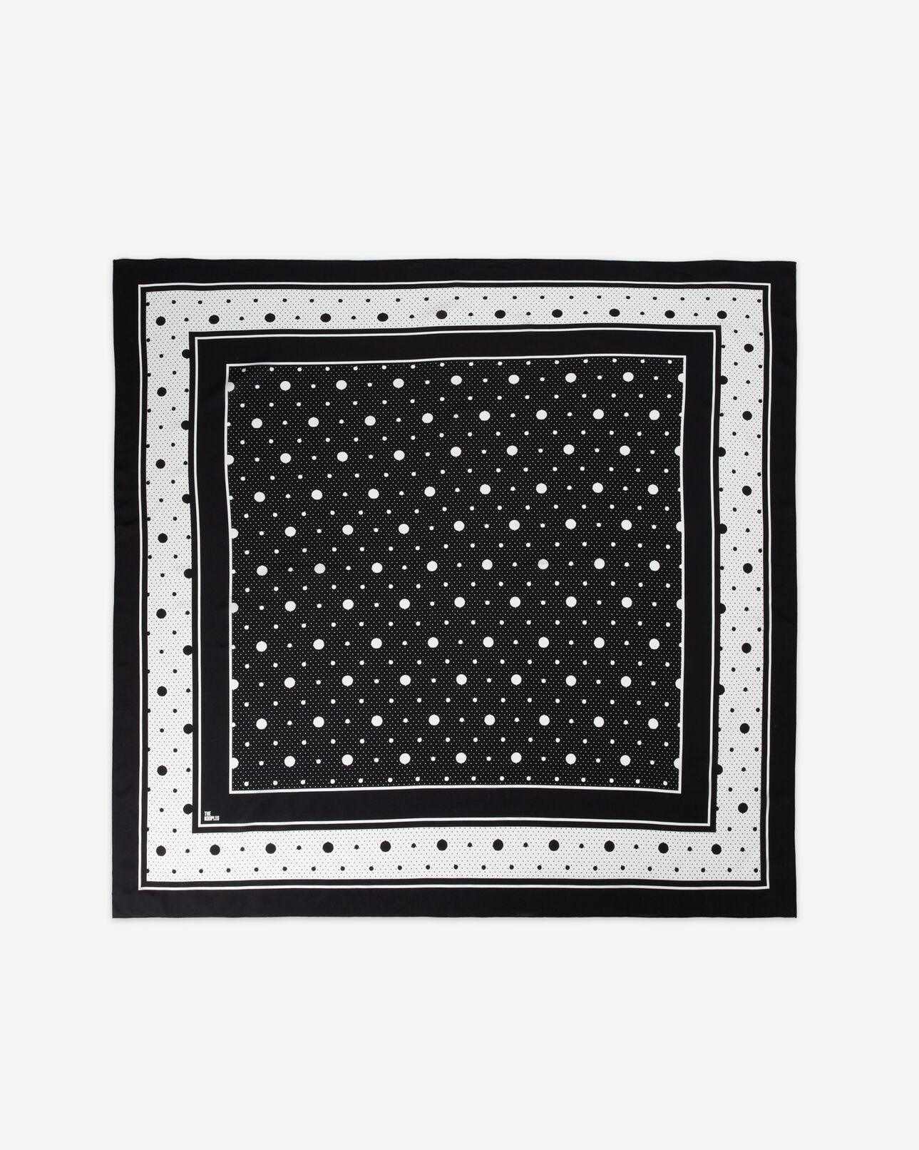 The Kooples MIXED BLACK-ECRU printed satin silk scarf