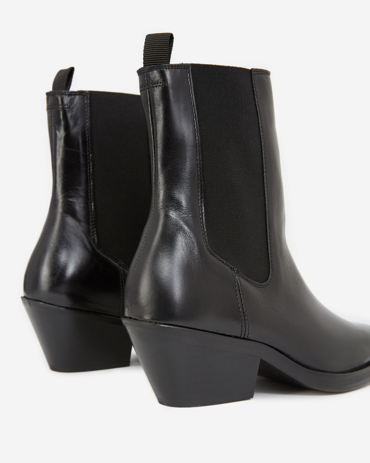 The Kooples F BLACK black leather ankle boots with flat sole