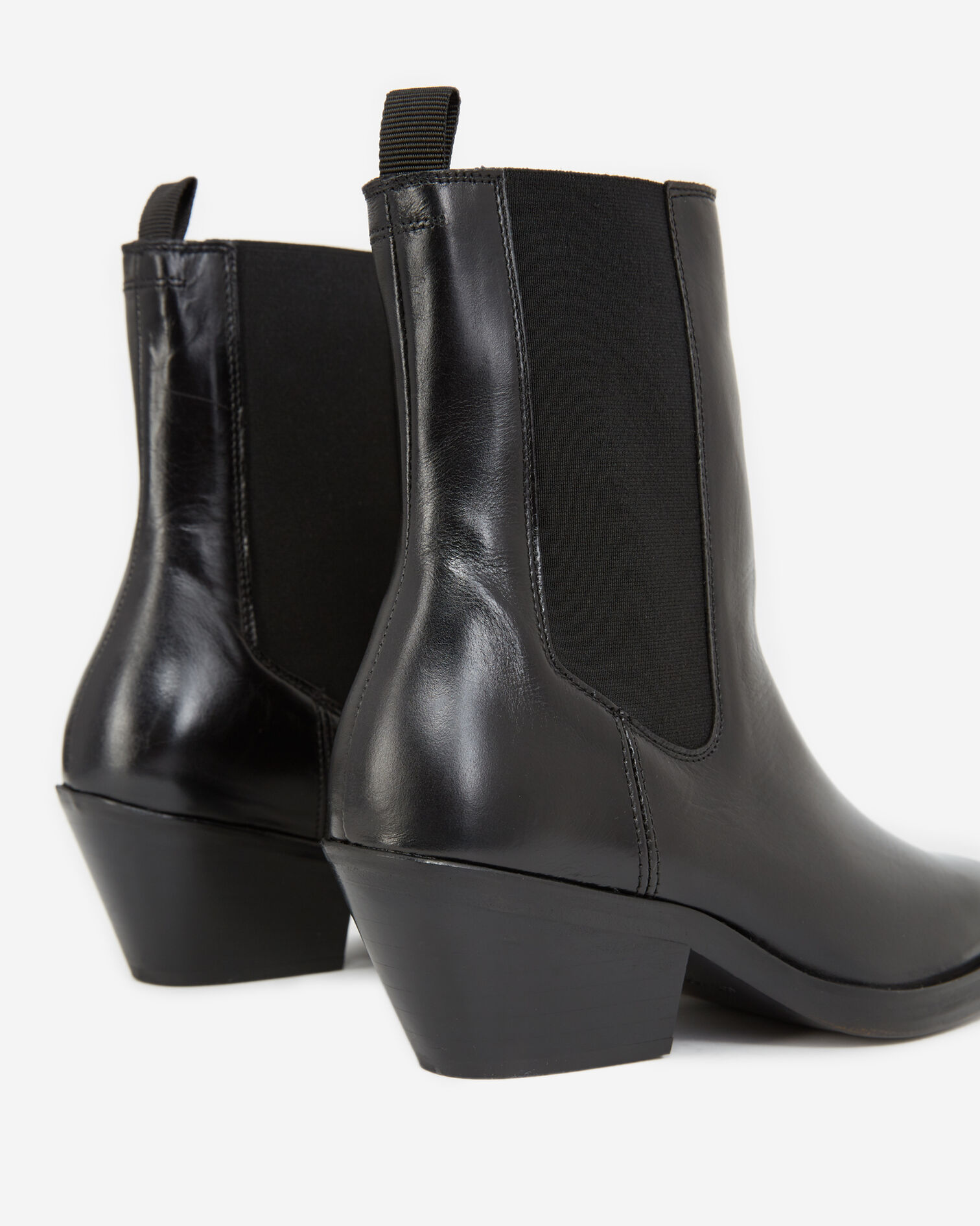 Black leather ankle boots with flat sole, BLACK, hi-res image number null