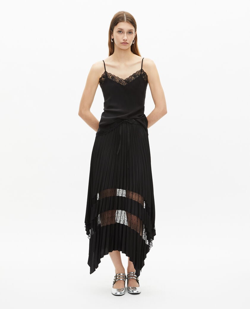 The Kooples WOMEN BLACK black silk and lace camisole
