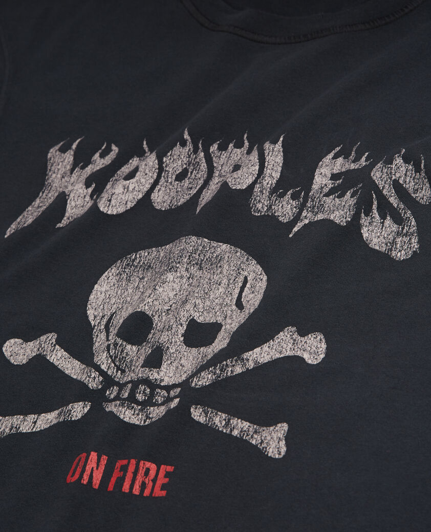 The Kooples HOMME BLACK WASHED t-shirt homme s&eacute;rigraphi&eacute; noir