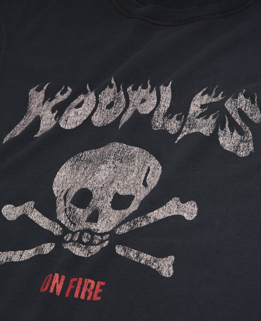 The Kooples HOMME BLACK WASHED t-shirt homme s&eacute;rigraphi&eacute; noir