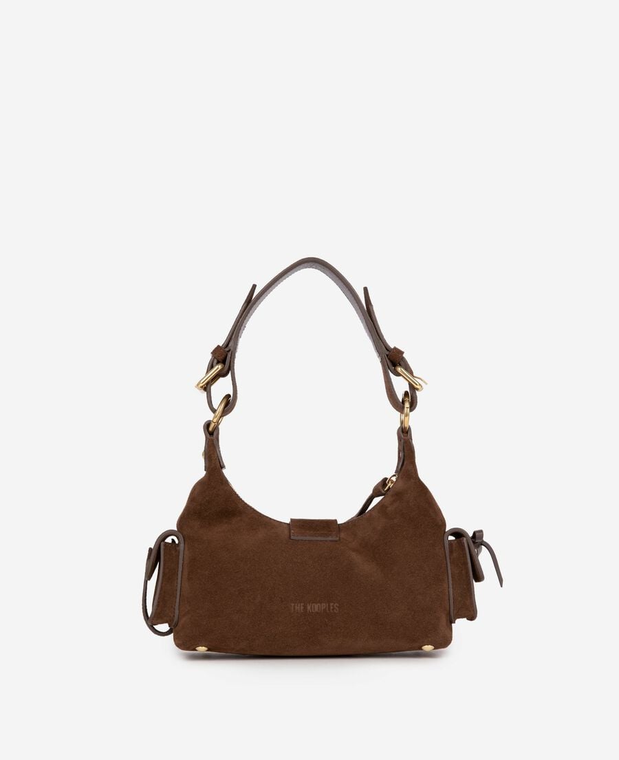 The Kooples FEMME CHOCOLATE sac amelia small en cuir su&egrave;de marron