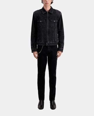 The Kooples H BLACK WASHED black denim biker jacket