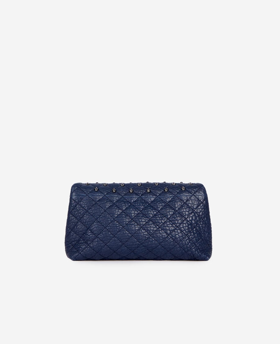 The Kooples FEMME NAVY pochette h&eacute;ritage small en cuir bleu marine