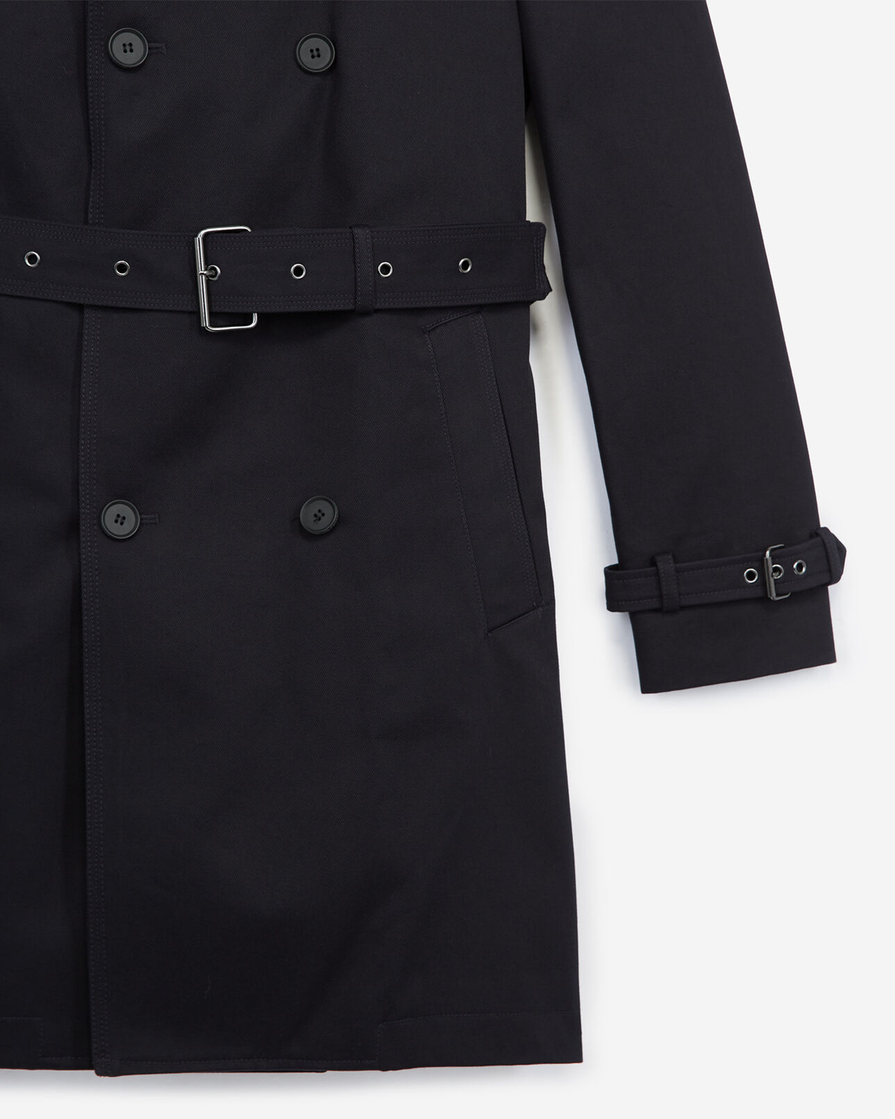 The Kooples MEN DARK NAVY navy blue trench coat in cotton gabardine