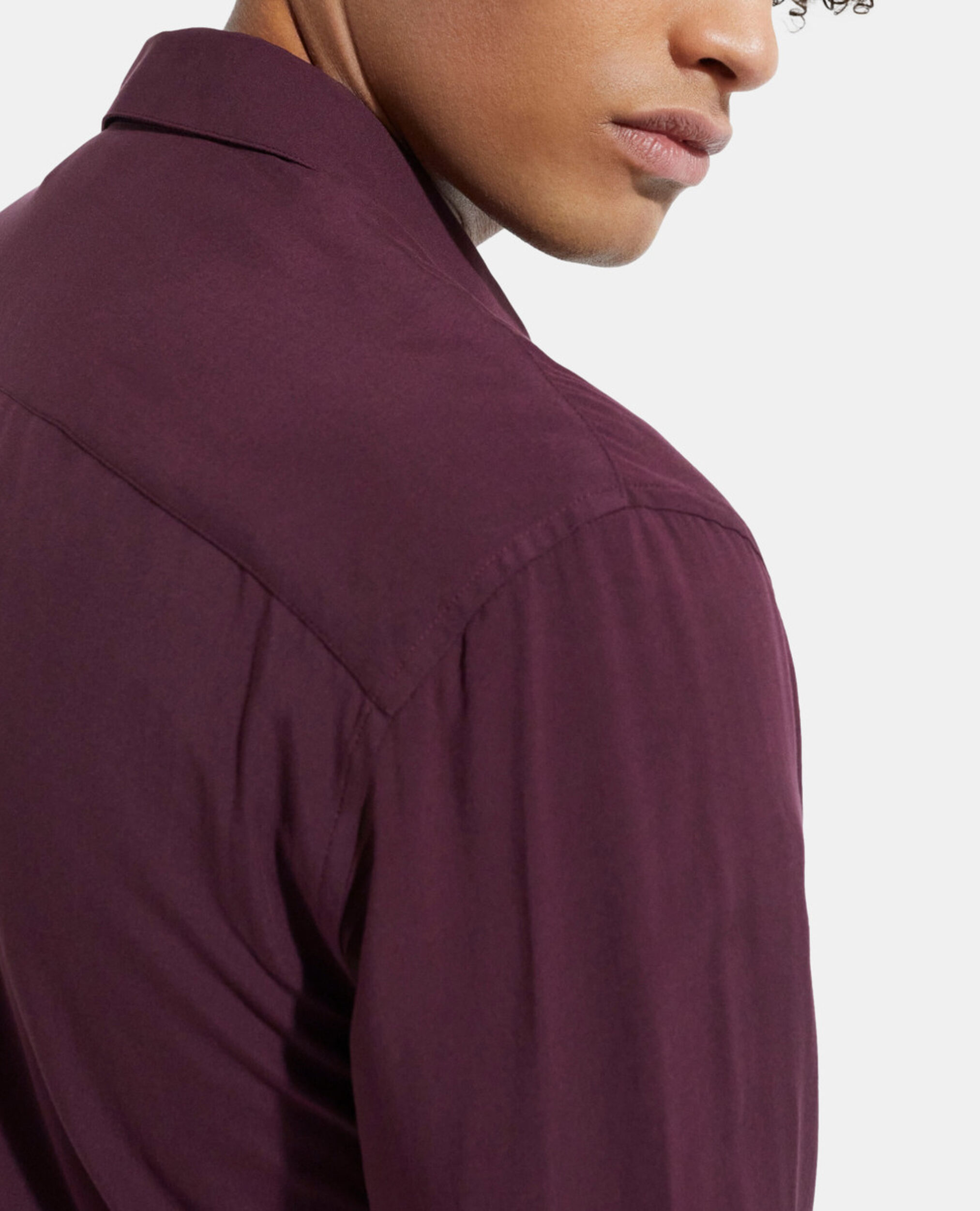 Red shirt with classic collar, BURGUNDY, hi-res image number null