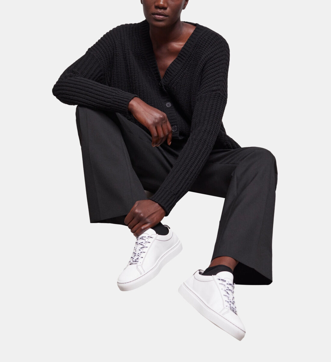 Black wool cardigan clearance