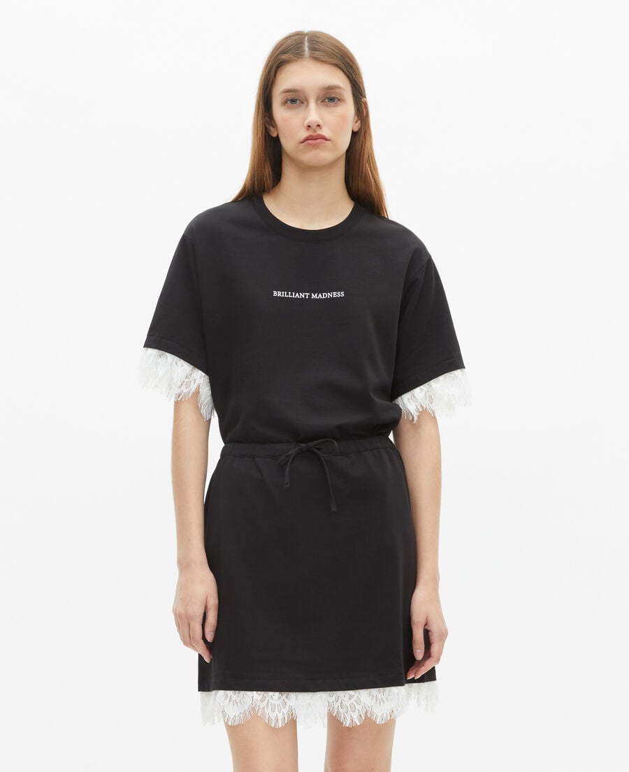 The Kooples WOMEN BLACK short skirt with black lace