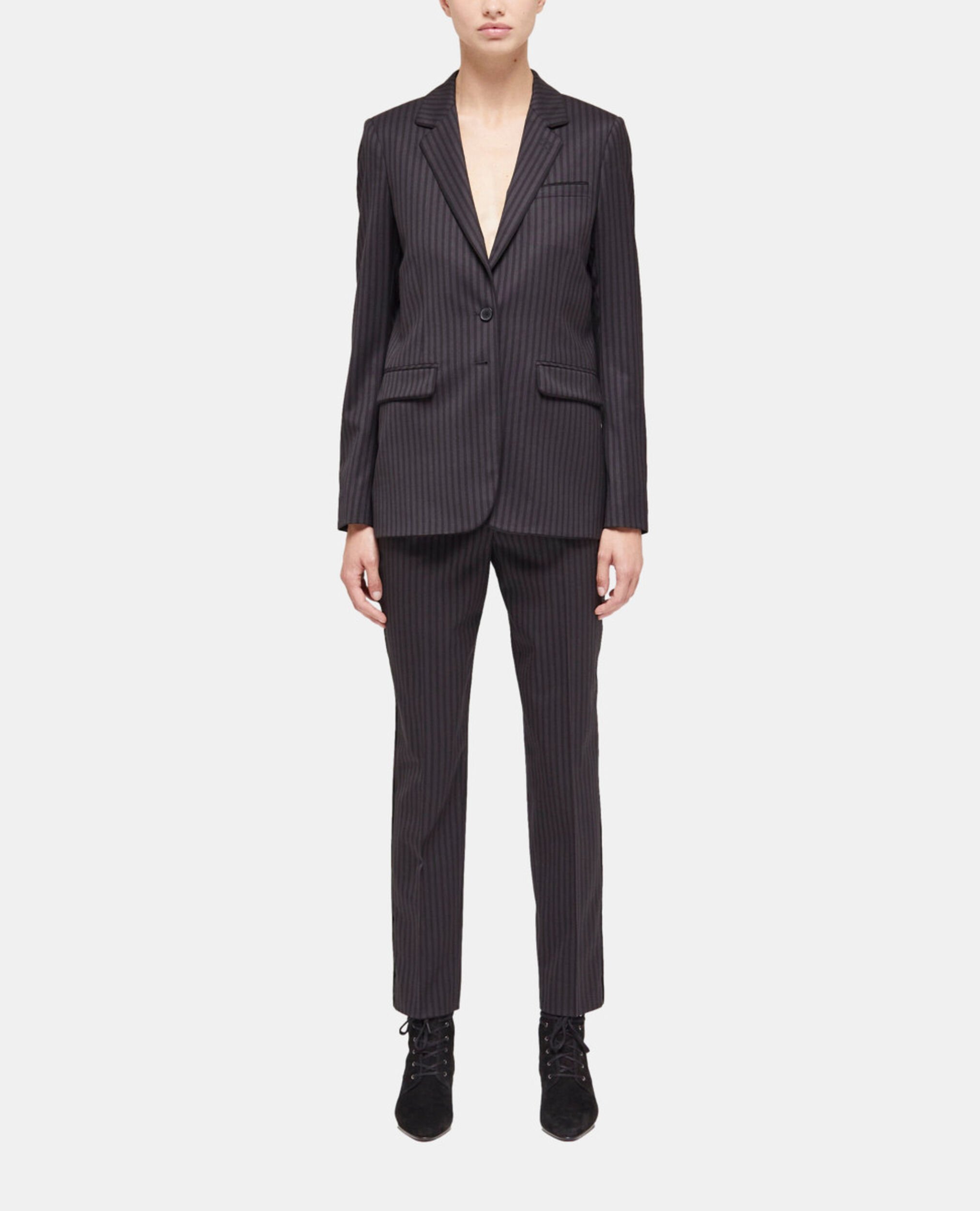 Striped wool suit jacket, BLACK GREY, hi-res image number null