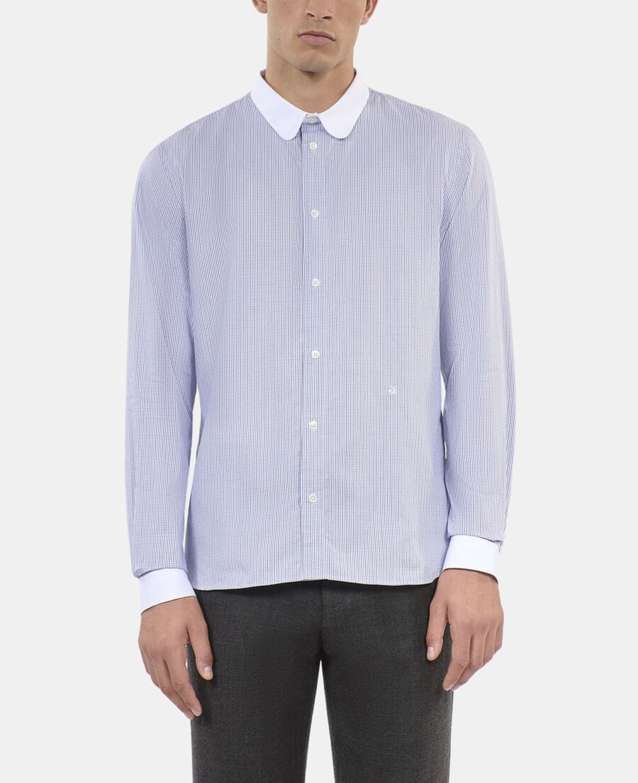 The Kooples MEN WHITE / BLUE blue and white checked formal shirt
