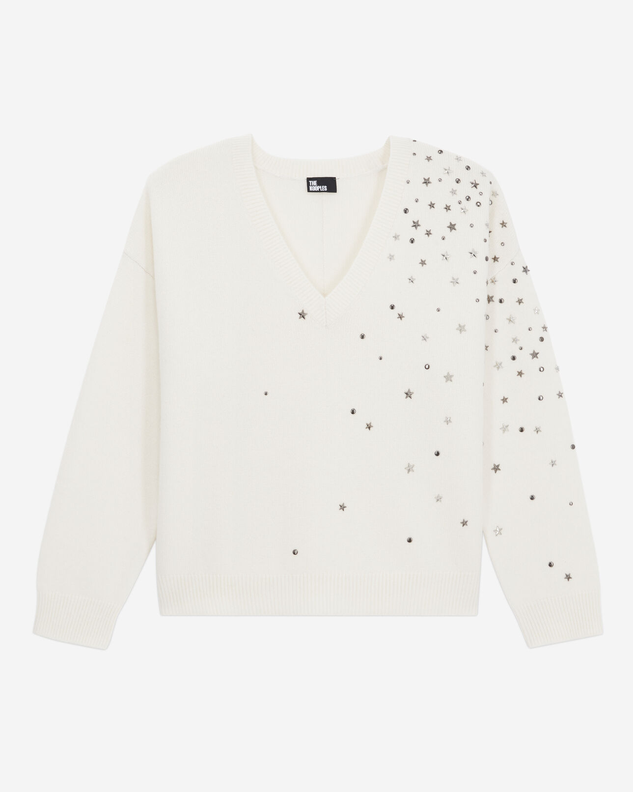 The Kooples DAMEN ECRU ecrufarbener pullover mit sternenmotiv
