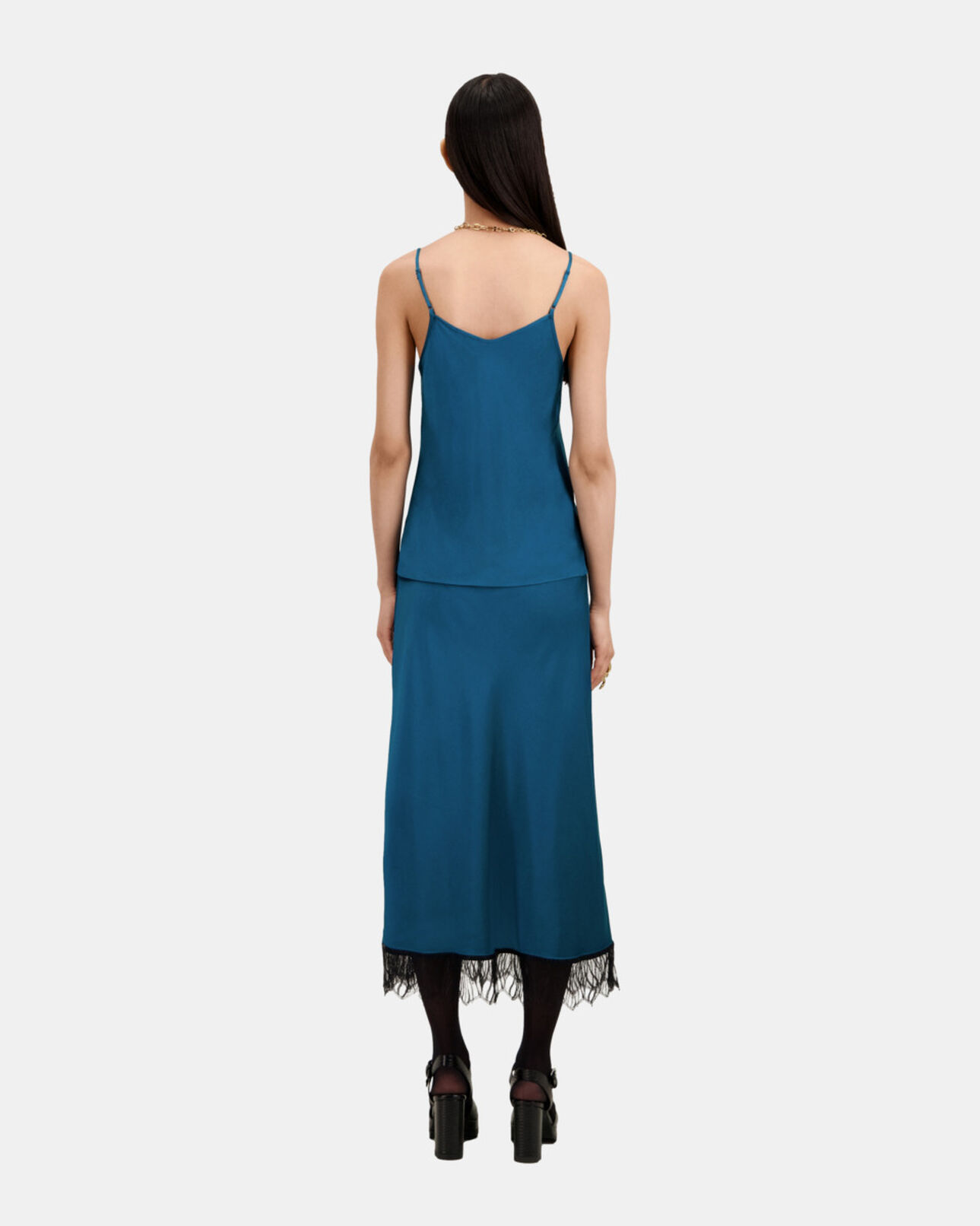 The Kooples FEMME MEDIUM BLUE caraco bleu avec détails en dentelle
