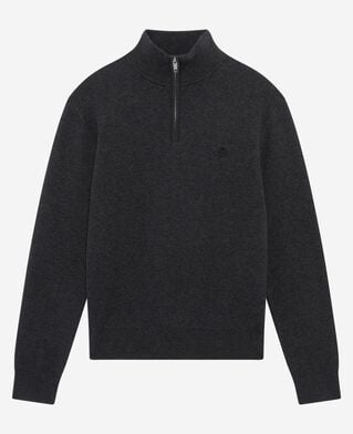 The Kooples MEN DARK GREY MELANGE grey double-faced wool trucker-neck sweater