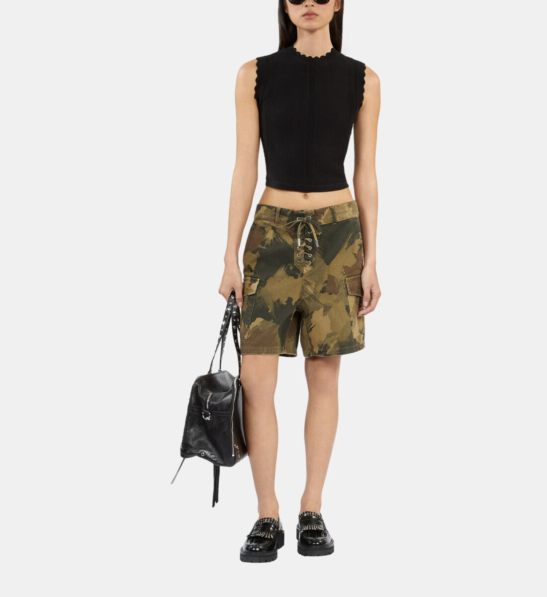 Camouflage denim shorts The Kooples