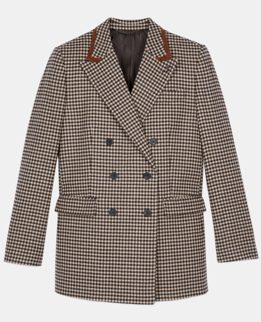 The Kooples FEMME ECRU BLACK veste tailleur à carreaux vichy