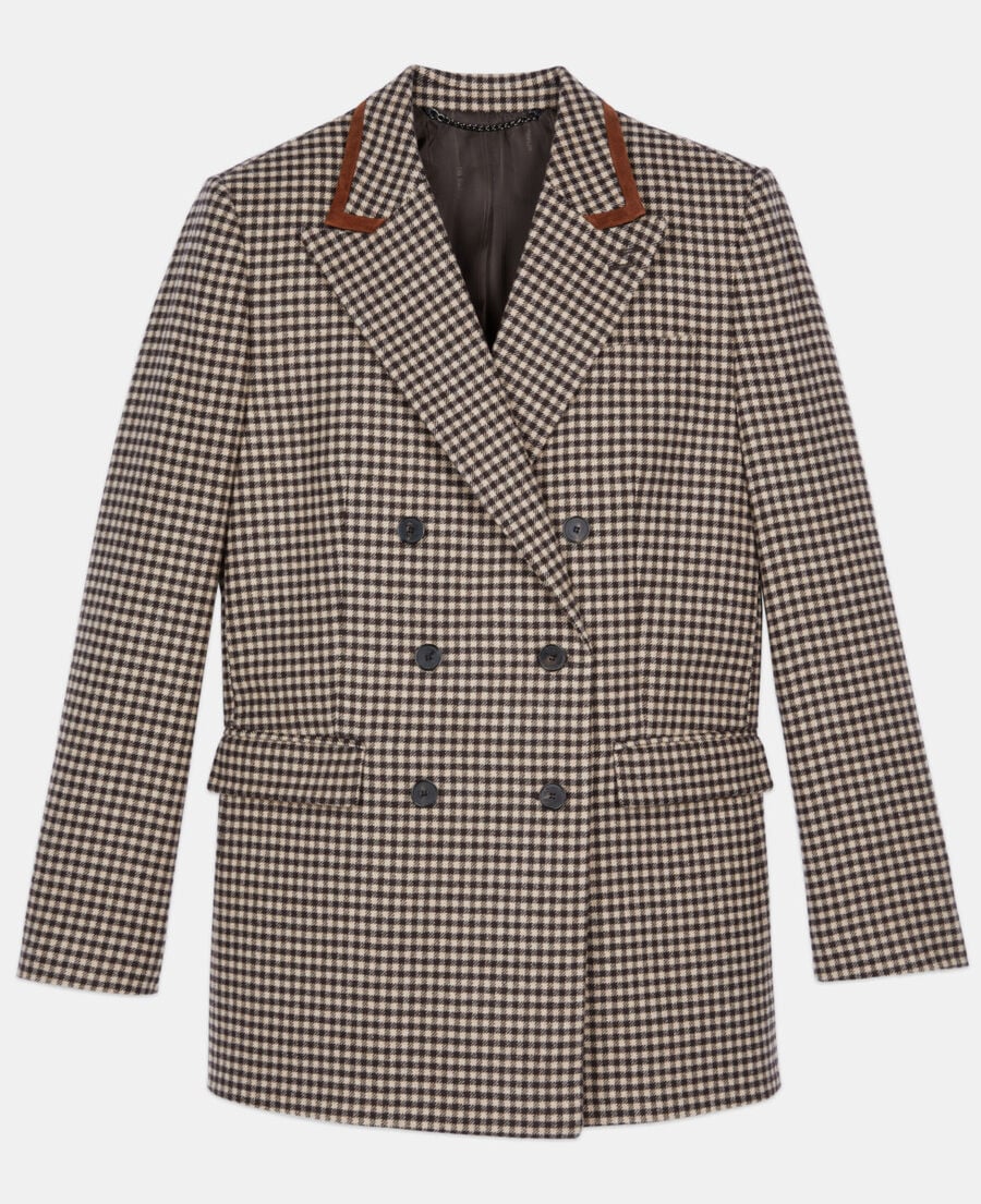 The Kooples DAMEN ECRU BLACK vichy-anzughose mit karomuster