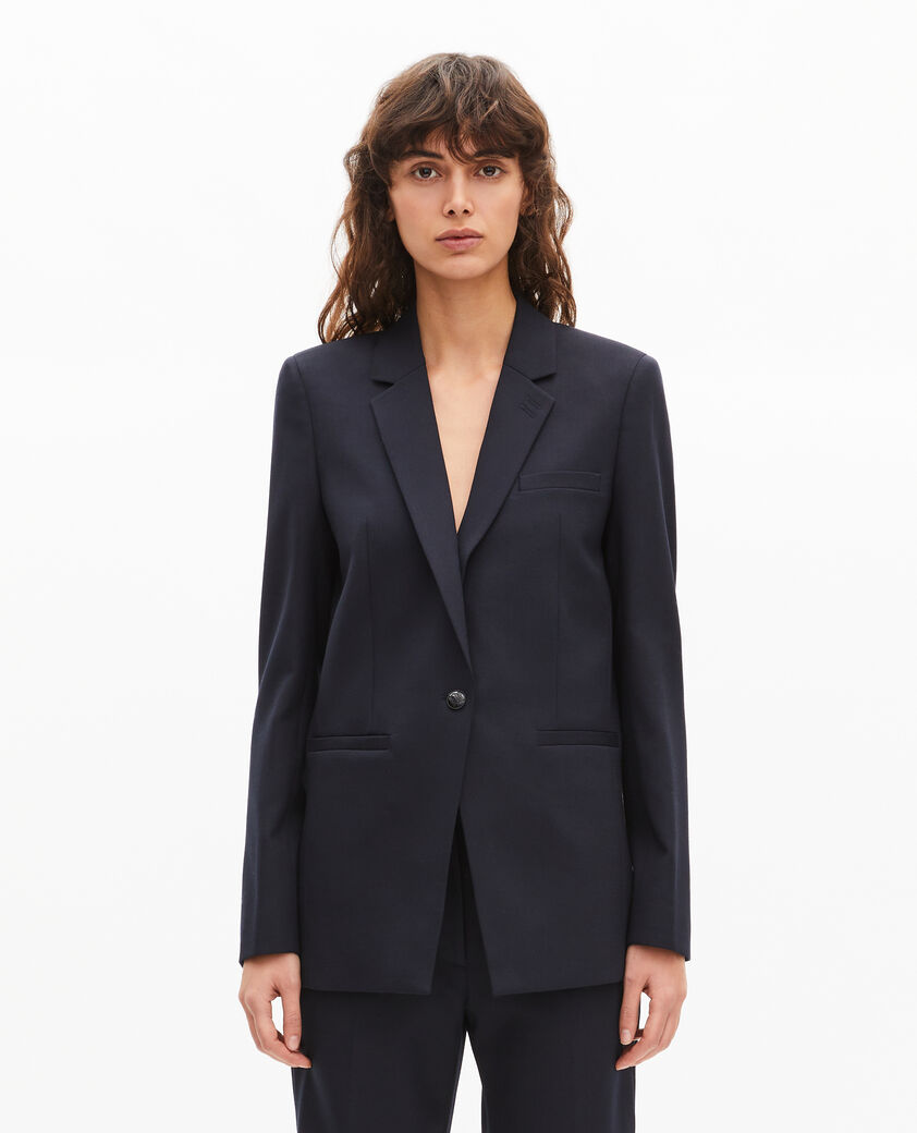 The Kooples WOMEN DARK NAVY navy wool blend suit jacket