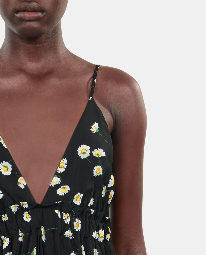 The Kooples WOMEN BLACK WHITE floral printed long dress