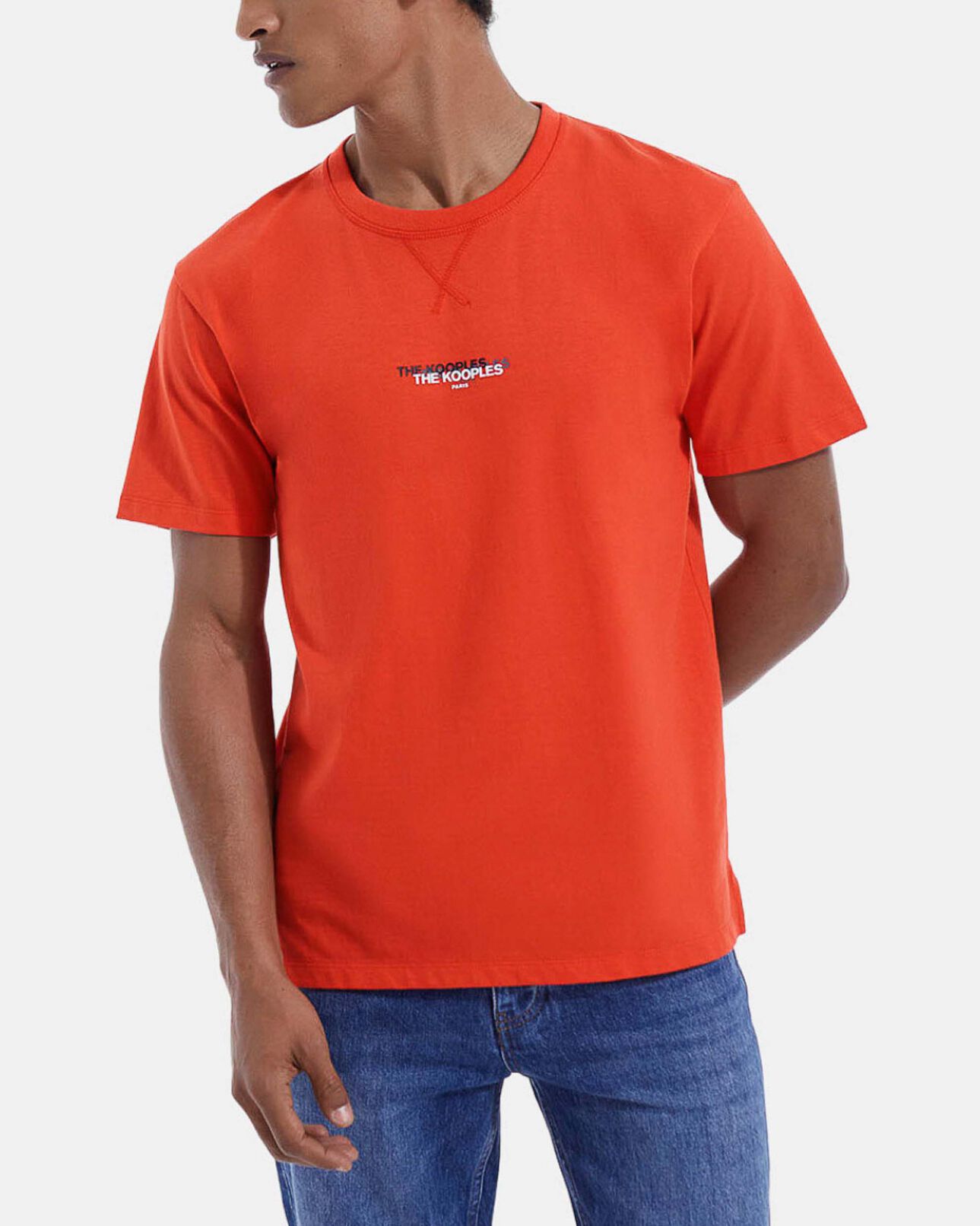The Kooples MEN RED red cotton t-shirt with triple logo