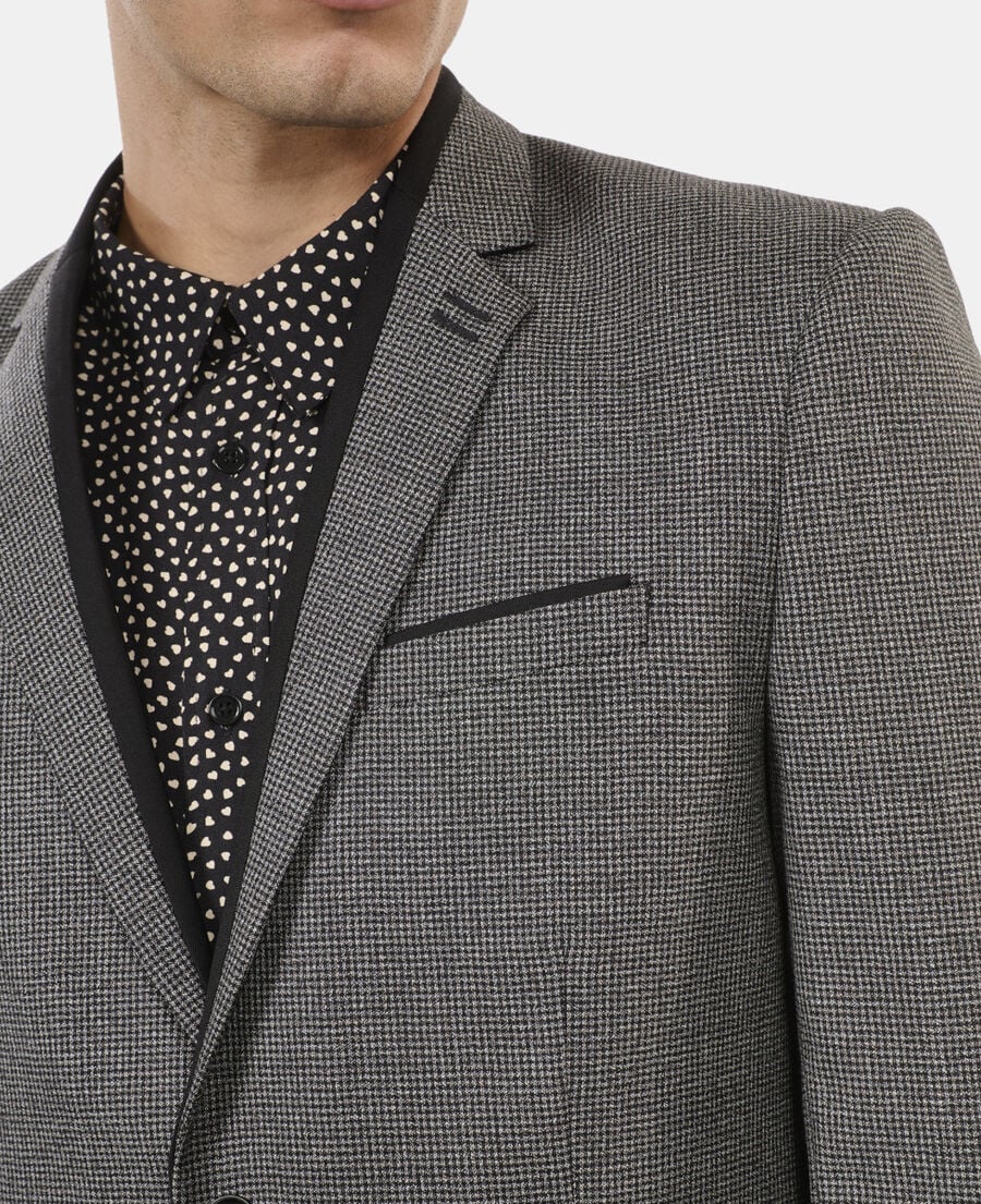 The Kooples HOMME BLACK GREY veste de costume pied de poule noir et blanc