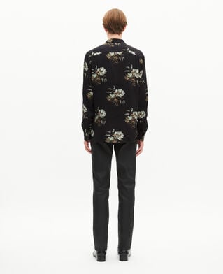 The Kooples HOMME BLACK / GREEN / WHITE chemise imprim&eacute; fleuri verte et noire