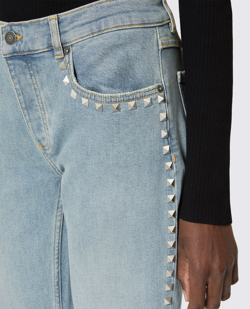 The Kooples FEMME BABY BLUE jean slim long avec studs bleu