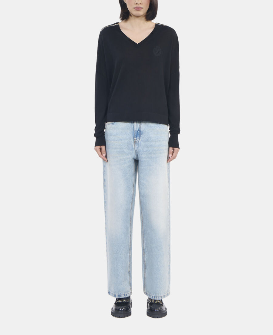 The Kooples DAMEN BLACK schwarzer pullover aus merinowolle