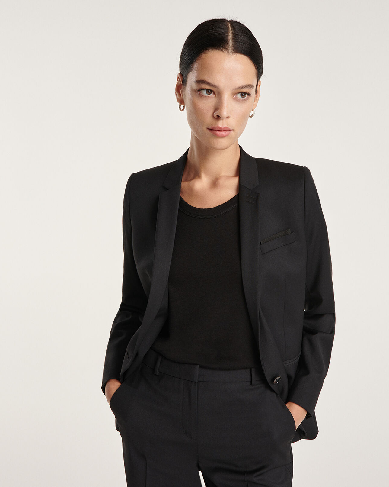 The Kooples WOMEN BLACK formal black jacket in wool