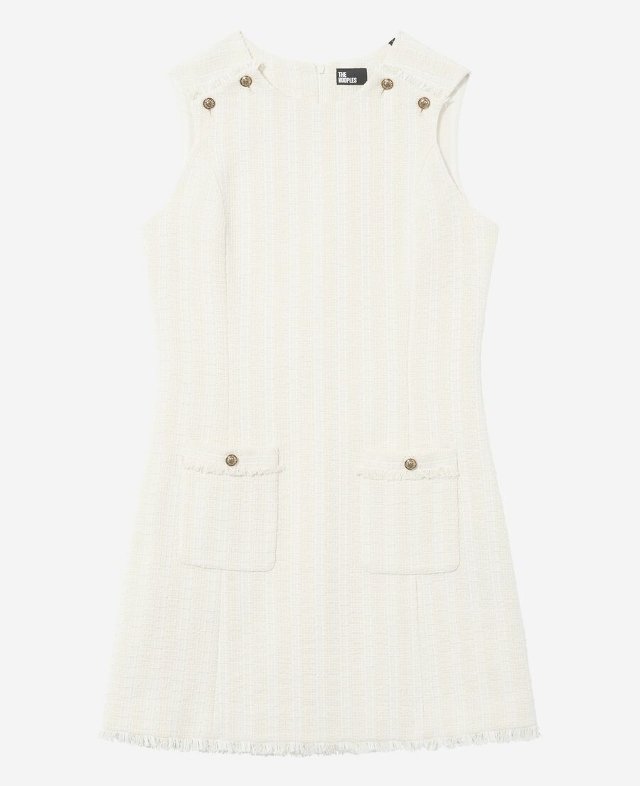 The Kooples WOMEN ECRU short sleeveless dress in ecru tweed