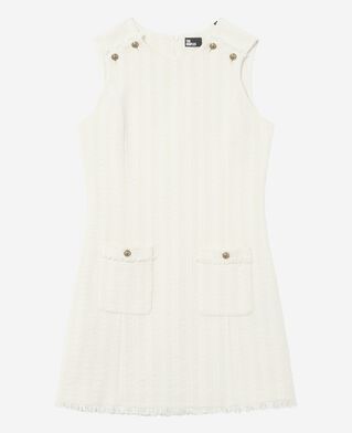The Kooples WOMEN ECRU short sleeveless dress in ecru tweed