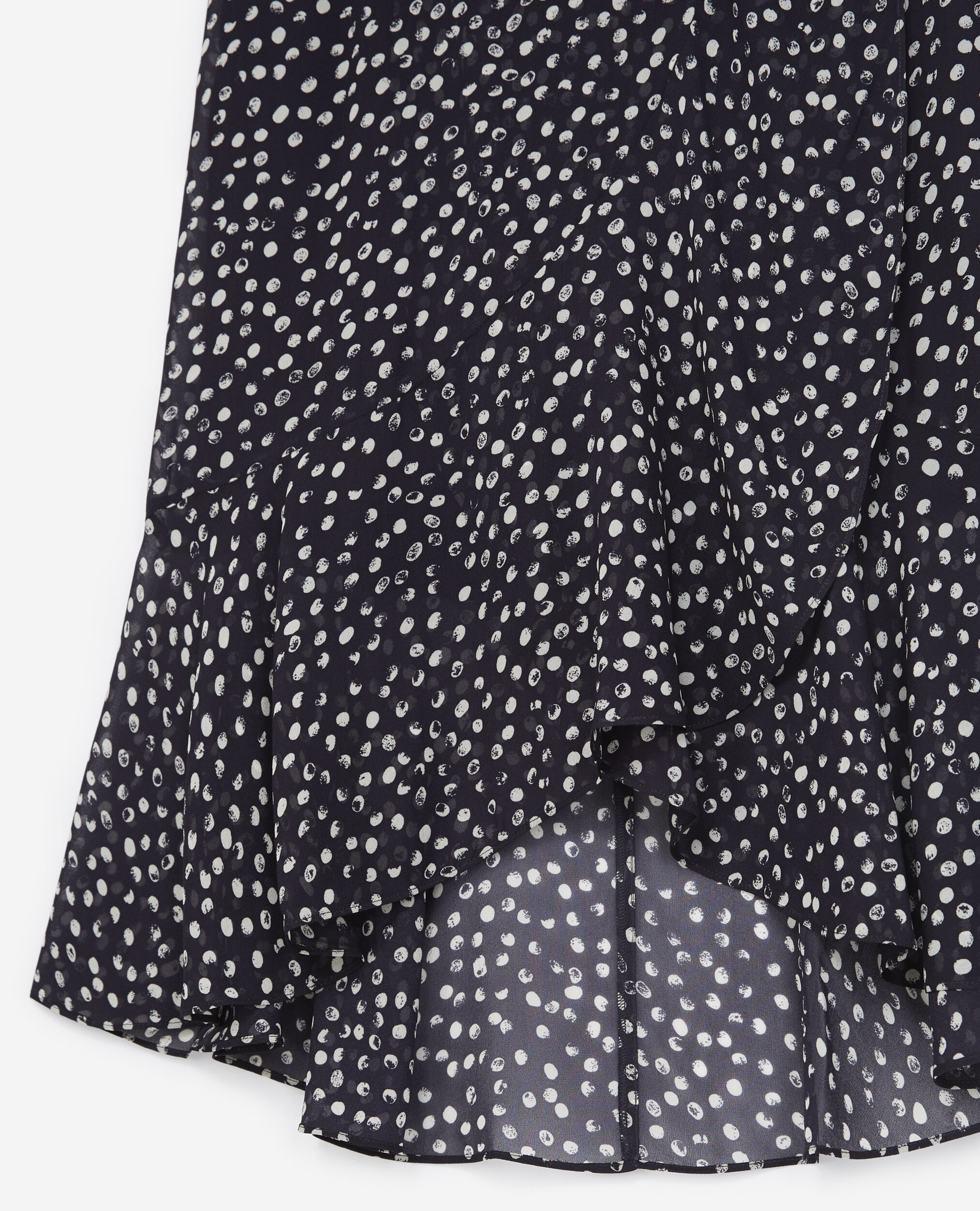 Long flowing navy blue skirt with polka dots, NAVY / WHITE, hi-res image number null