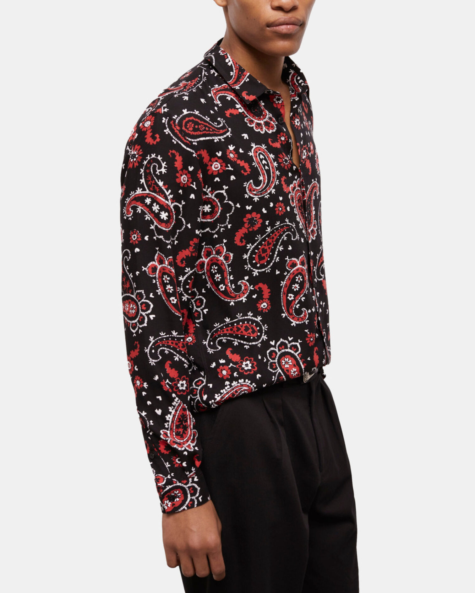 Printed shirt, BLACK - RED, hi-res image number null