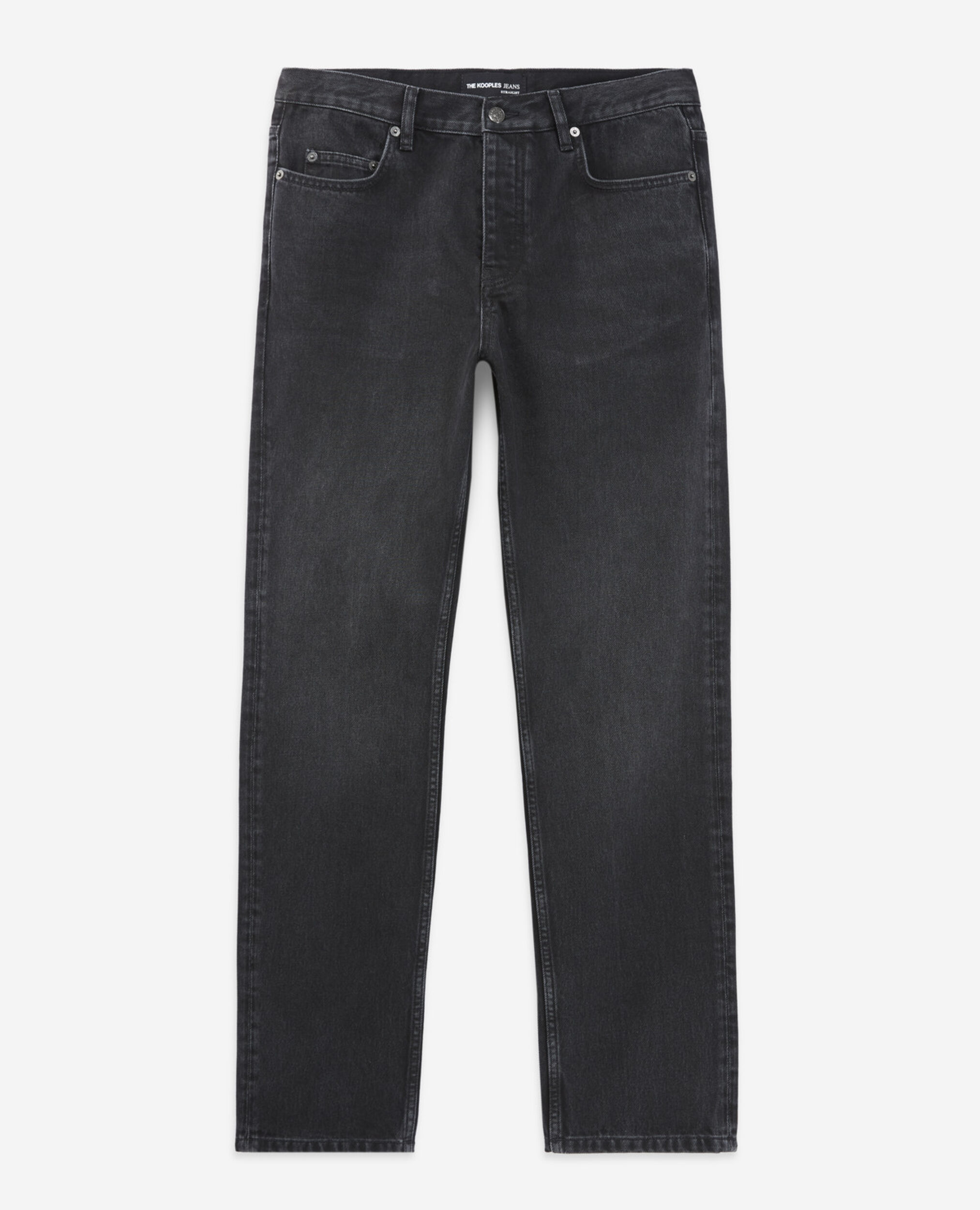 Straight-cut faded retro black jeans, BLACK DENIM, hi-res image number null