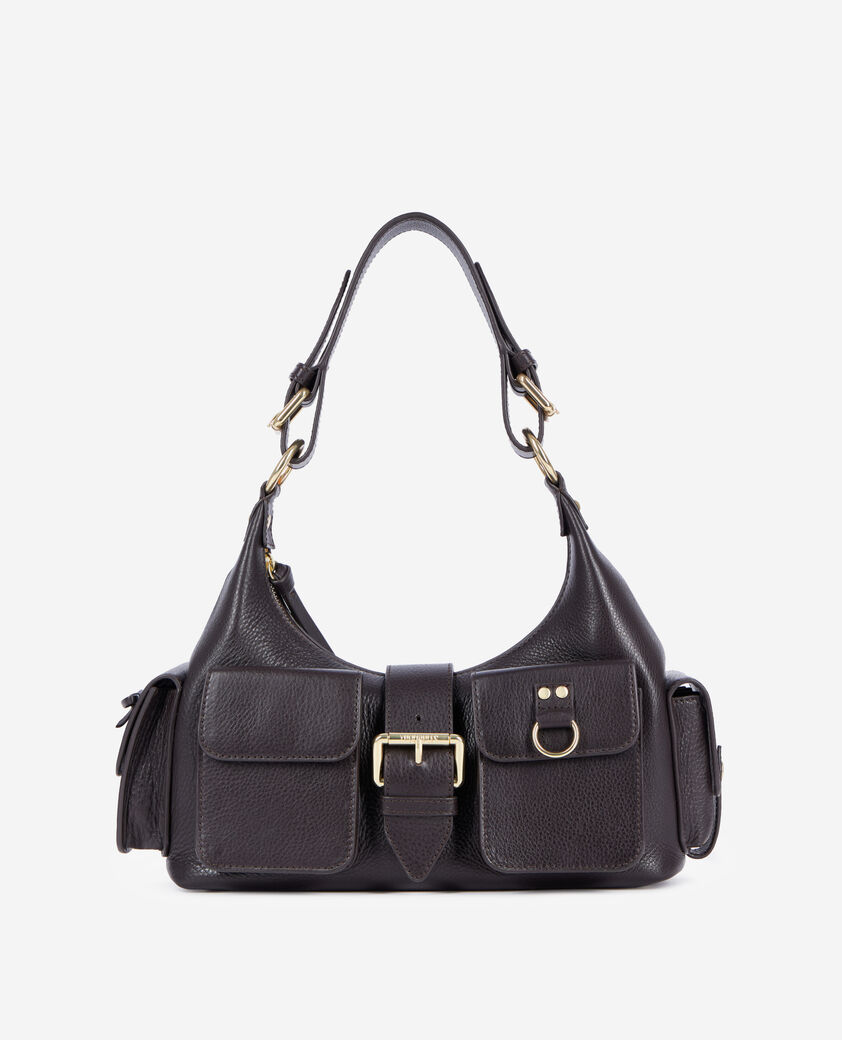 The Kooples FEMME BROWN sac amelia en cuir grain&eacute; marron
