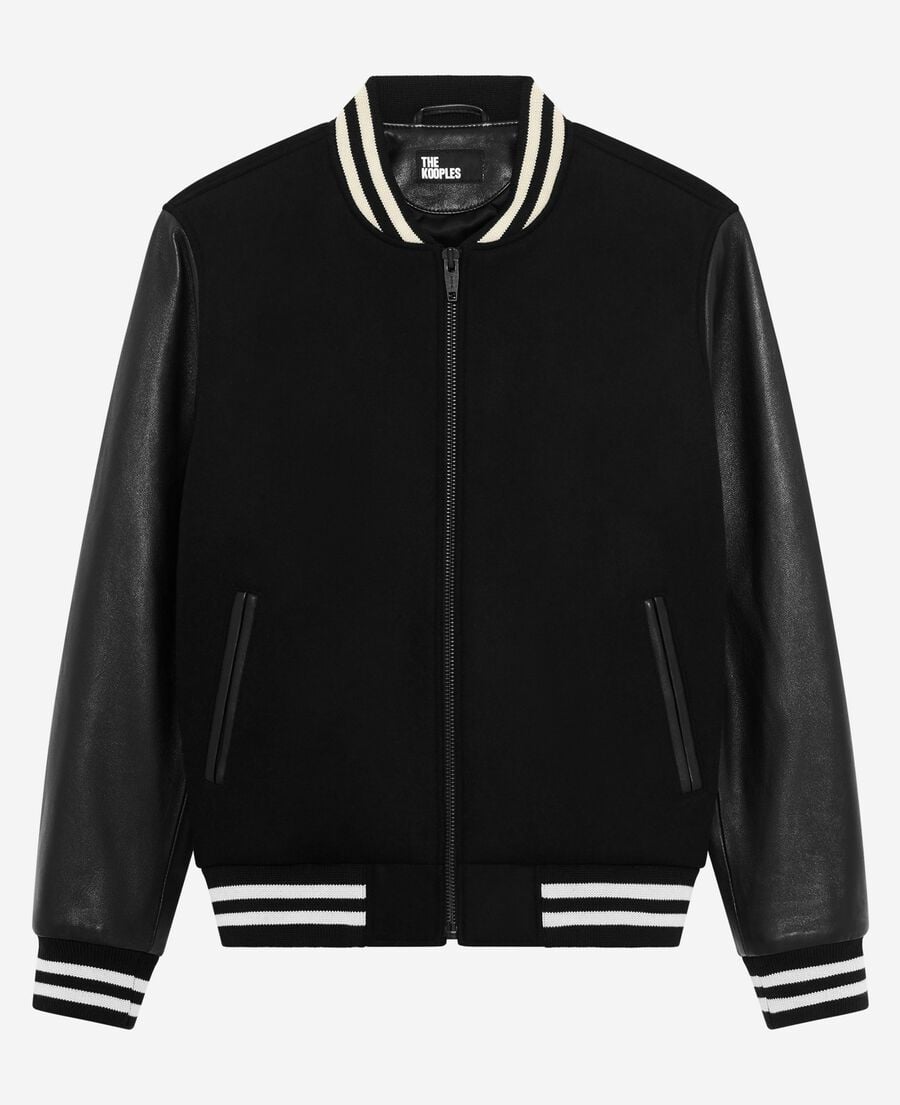 The Kooples HERREN BLACK schwarze college-wolljacke