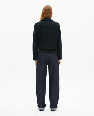 The Kooples WOMEN BOTTLE GREEN dark green wool short jacket