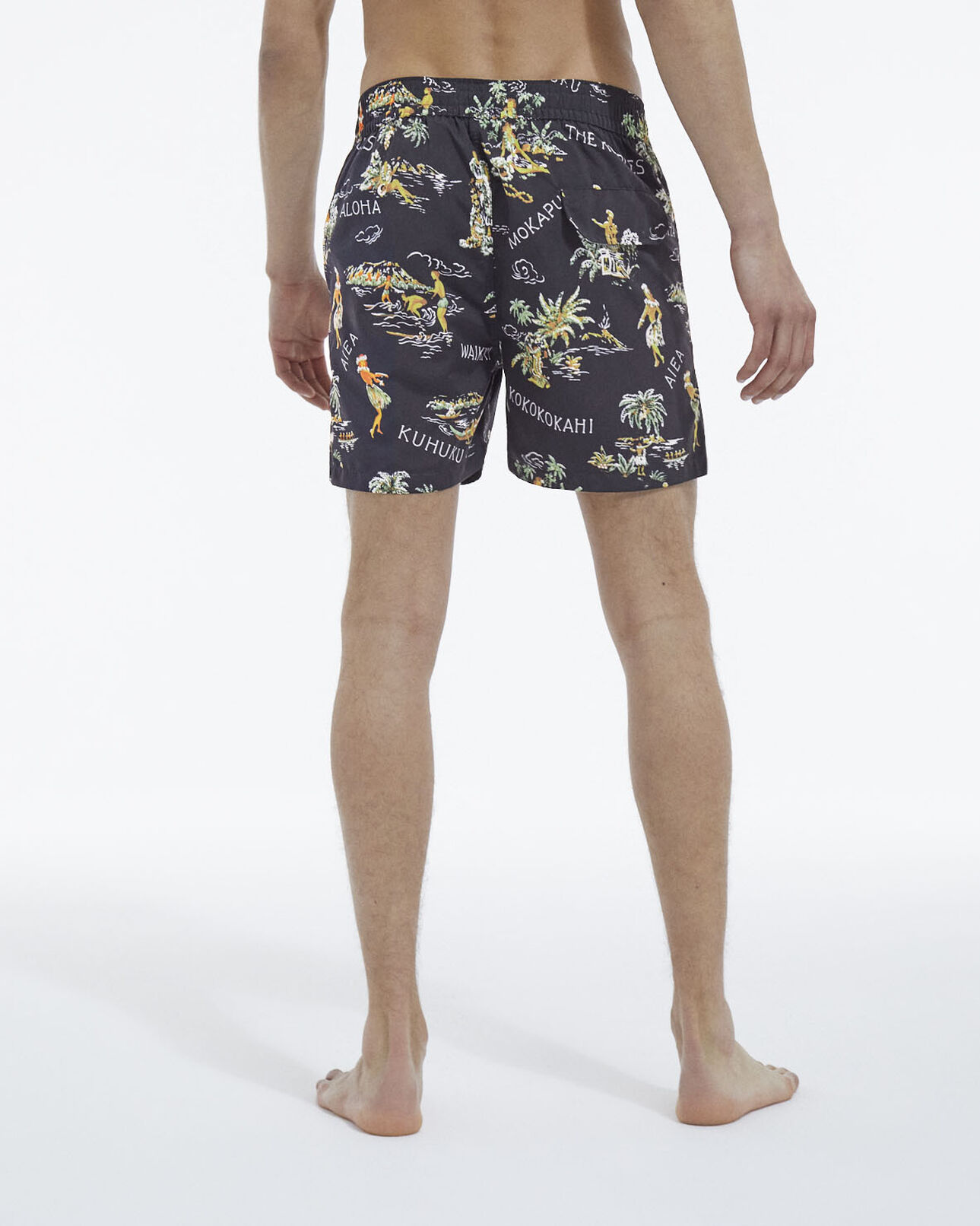 The Kooples HERREN BLACK schwarze badehose mit hawaii-print