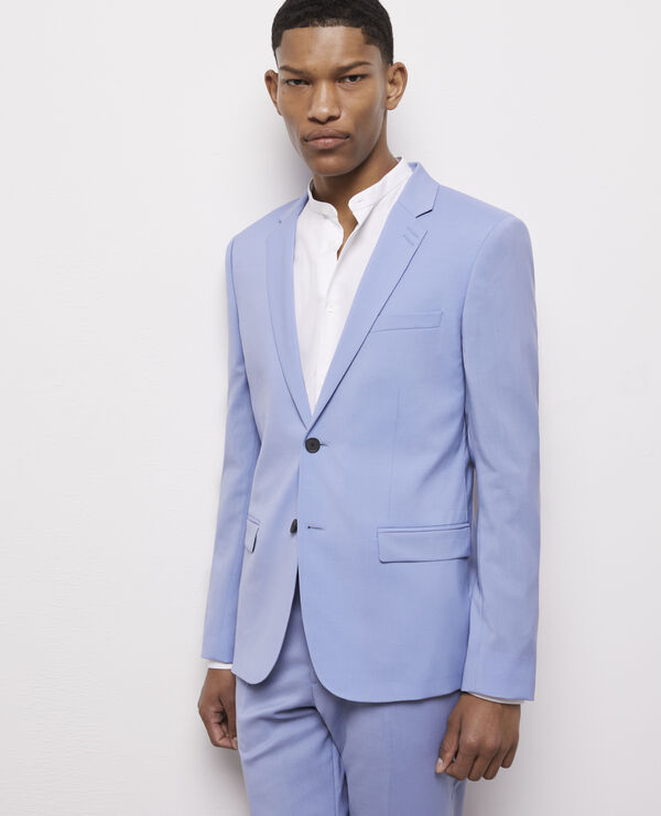 blue end-on-end wool suit jacket