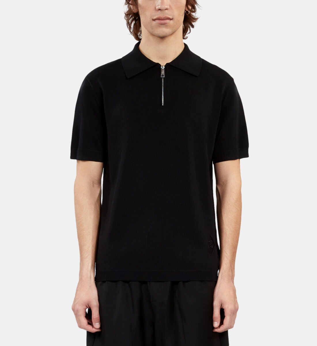Black knitted polo t-shirt